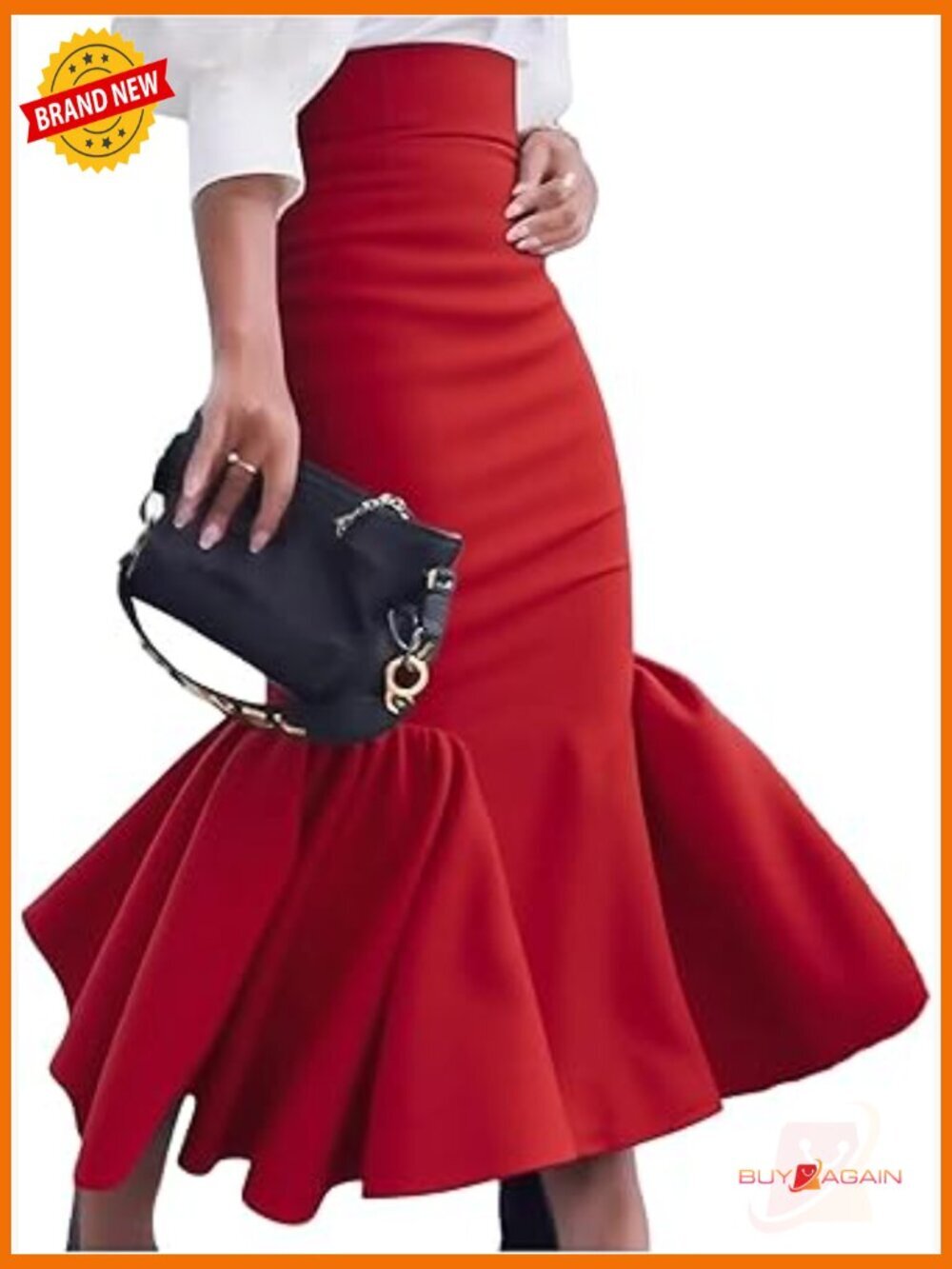 Women's Ruffle Bodycon Maxi Skirt Fishtail High Waisted Pencil Skirt
